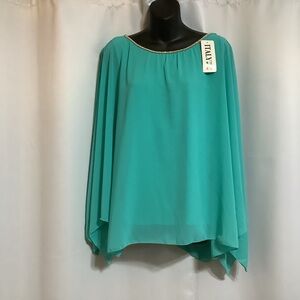 Italy Moda Top Women’s Size Large Chiffon Overlay Loose Fit Lined Formal Resort